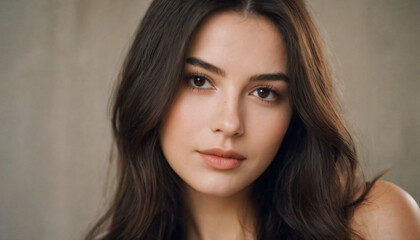 Young Brunette with Clear Skin and Soft Smile - Headshot in Professional Setting