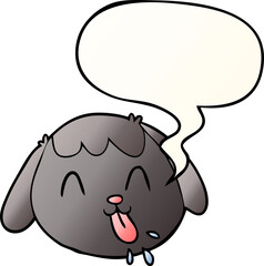 cartoon dog face and speech bubble in smooth gradient style