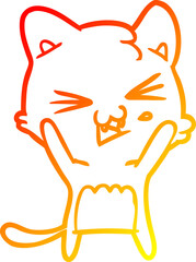 Obraz premium warm gradient line drawing cartoon cat hissing