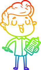 rainbow gradient line drawing happy cartoon man