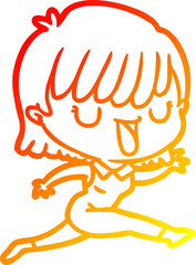 warm gradient line drawing cartoon woman
