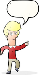 cartoon man pointing with speech bubble