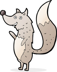 cartoon waving wolf