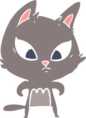 confused flat color style cartoon cat