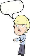 cartoon shocked man with speech bubble