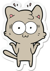 sticker of a cartoon surprised cat