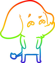 rainbow gradient line drawing cartoon elephant remembering