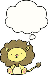 cartoon lion and thought bubble