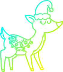 cold gradient line drawing cartoon reindeer