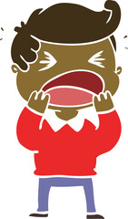 flat color style cartoon shouting man