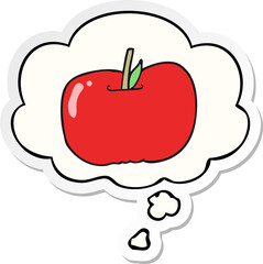 cartoon apple and thought bubble as a printed sticker