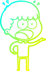 cold gradient line drawing cartoon shocked man