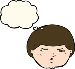 cartoon annoyed man with thought bubble