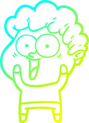 cold gradient line drawing cartoon happy man
