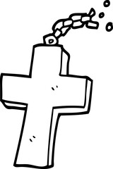 Obraz premium line drawing cartoon crucifix on chain