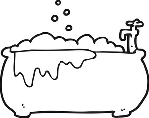 black and white cartoon bath