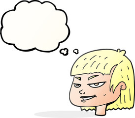 thought bubble cartoon mean looking girl