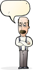 cartoon annoyed old man with speech bubble