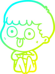 cold gradient line drawing cartoon man staring