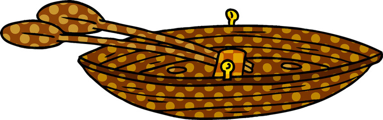 cartoon doodle of a wooden boat