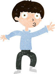 cartoon boy waving warning