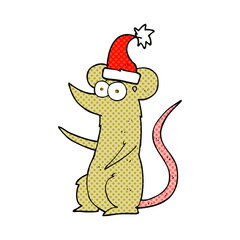 cartoon mouse wearing christmas hat
