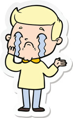 sticker of a cartoon man crying