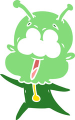 happy flat color style cartoon alien