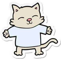 sticker of a happy cartoon cat