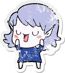 distressed sticker of a cartoon elf girl