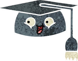 retro illustration style cartoon graduation hat