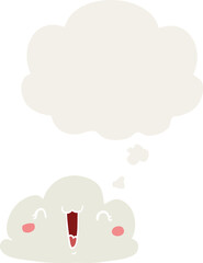 cartoon cloud and thought bubble in retro style