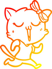 warm gradient line drawing cartoon cat