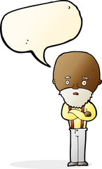 cartoon worried old man with speech bubble
