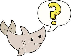 cartoon shark asking question and speech bubble