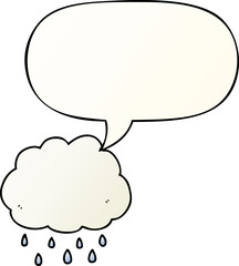 cartoon rain cloud and speech bubble in smooth gradient style