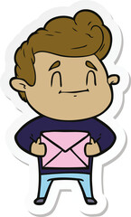 sticker of a happy cartoon man