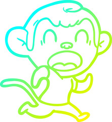 cold gradient line drawing shouting cartoon monkey running