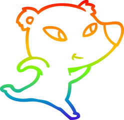 rainbow gradient line drawing cute cartoon polar bear