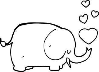 cute cartoon elephant with love hearts