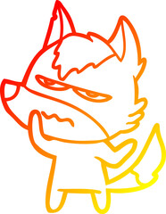 warm gradient line drawing cartoon annoyed wolf