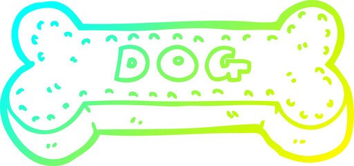 cold gradient line drawing cartoon dog biscuit