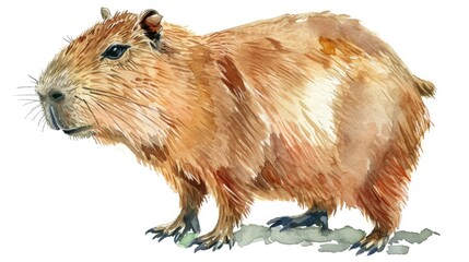 watercolor capybara isolated on white background