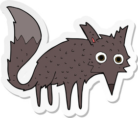 sticker of a funny cartoon little wolf
