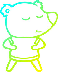 cold gradient line drawing happy cartoon polar bear
