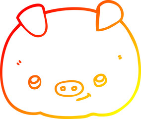 warm gradient line drawing cartoon happy pig