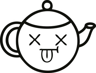 Fototapeta premium line drawing cartoon teapot