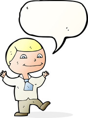 cartoon happy boy with speech bubble