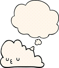 cute cartoon cloud and thought bubble in comic book style