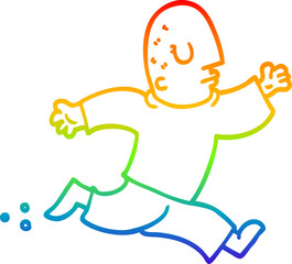 Obraz premium rainbow gradient line drawing cartoon man running